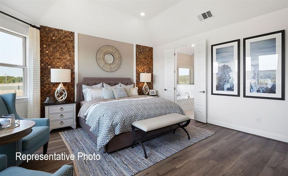 Wood-finish flooring with a textured area rug