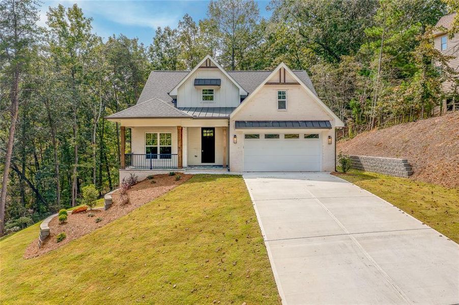 Front exterior of a new home in , Gainesville, GA, highlighting curb appeal (Image 1). Front exterior of a new home in , Gainesville, GA, highlighting curb appeal (Image 1).