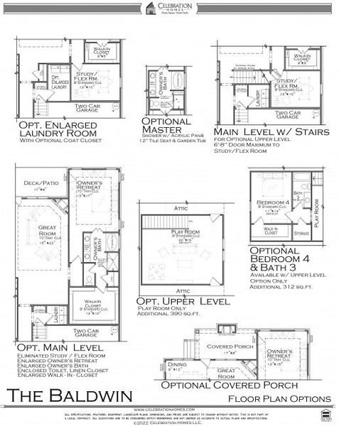 2D floor plan layout for the Baldwin by Celebration Homes in Sycamore Grove, Murfreesboro, TN (Image 7).