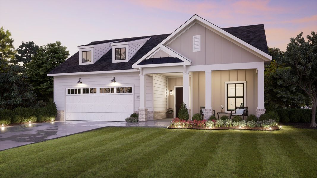 Representative exterior photo of a completed home built from the Promenade by Epcon Communities in The Courtyards at Redbud Lane, Holly Springs, GA (Image 27).