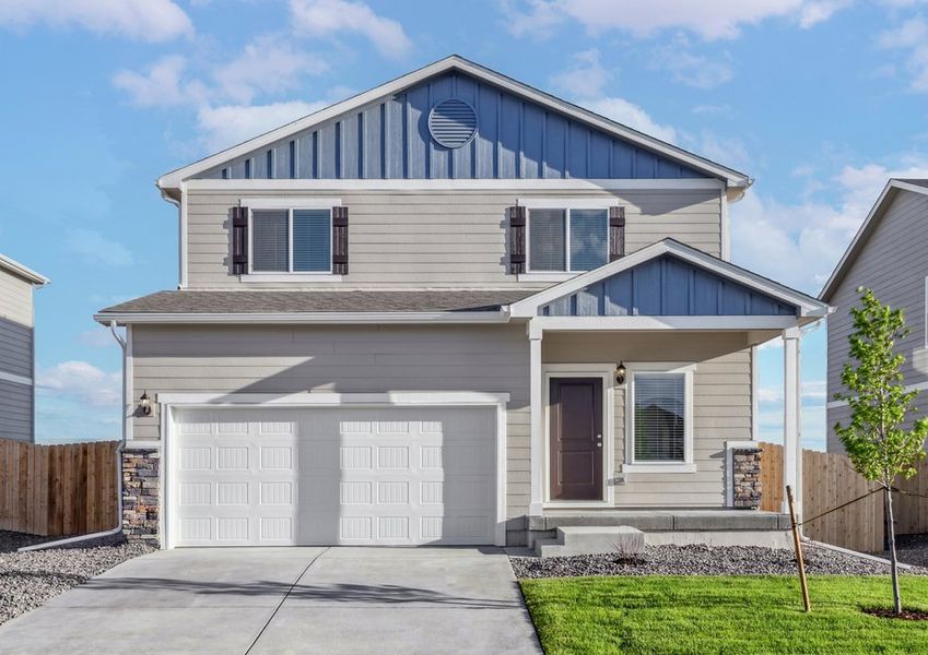 The Laramie is a beautiful two story home with siding.