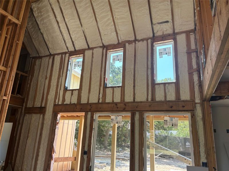 Lots of natural light and Spray Foam Insulation.