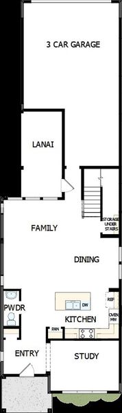 2D floor plan layout of this home in Weslyn Park in Sunbridge 34', St. Cloud, FL (Image 2).