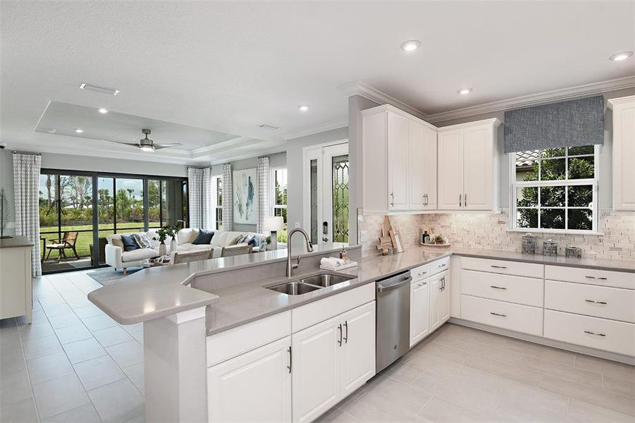 Furnished interior view inside a new home in Esplanade at Wellen Park, Englewood (Image 8).