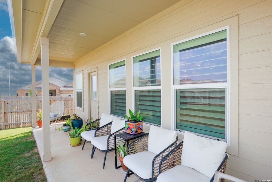 Exterior details and patio area of a home in Hidden Trails, Bulverde (Image 26).