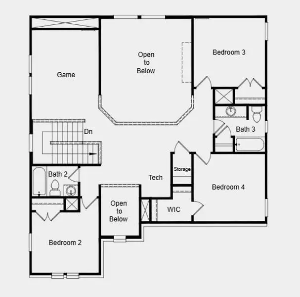 Second Floor Plan -  Additional highlights include: first floor guest suite with full bath, tub and shower at primary bath