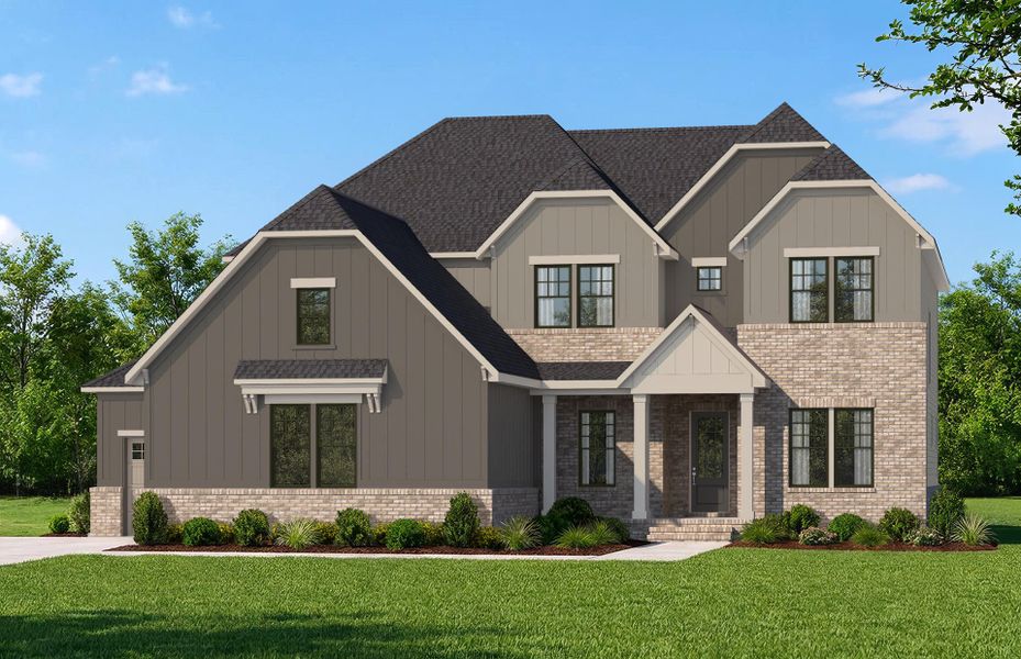 Representative exterior photo of a completed home built from the Hampton by John Wieland in McCoy Farm, Wesley Chapel, NC (Image 27).