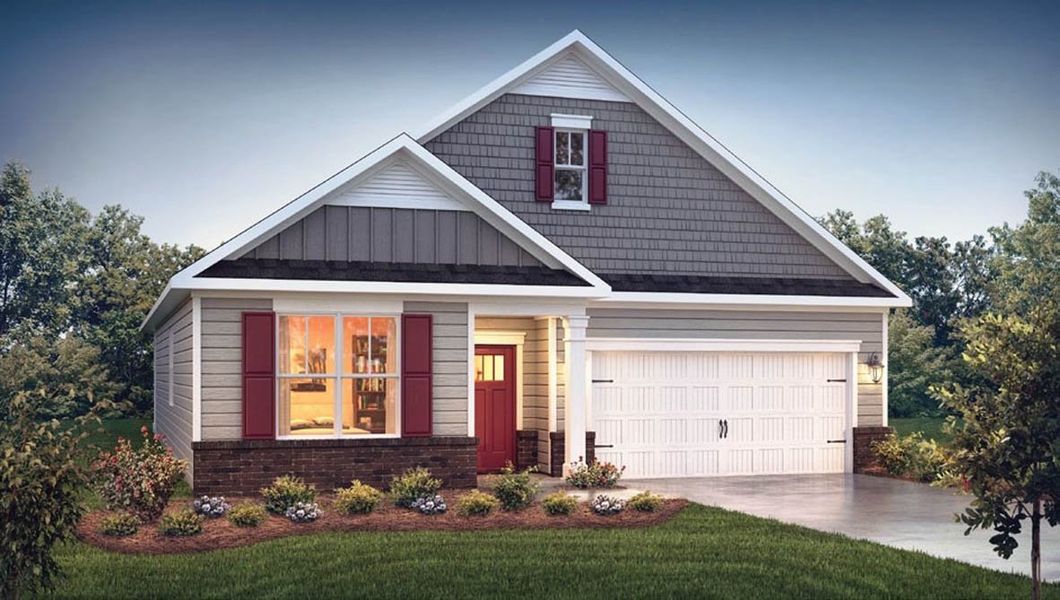 Representative exterior photo of a completed home built from the Dover by D.R. Horton in The Villas at Kinsley, Jamestown, NC (Image 22).