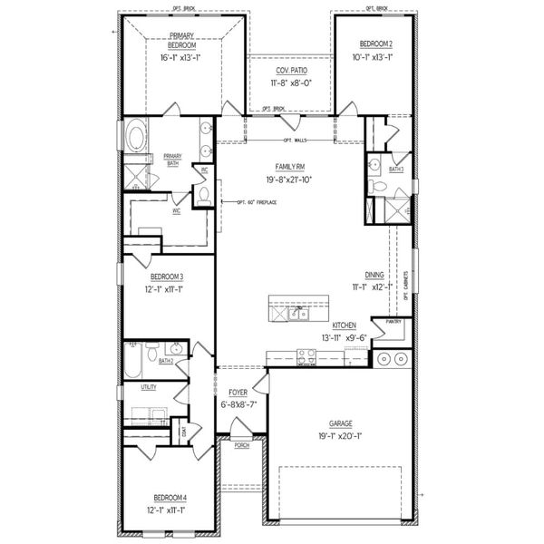2D floor plan layout for the The Jason by Lillian Custom Homes in Hickory Hill, Sherman, TX (Image 5). 2D floor plan layout for the The Jason by Lillian Custom Homes in Hickory Hill, Sherman, TX (Image 5).