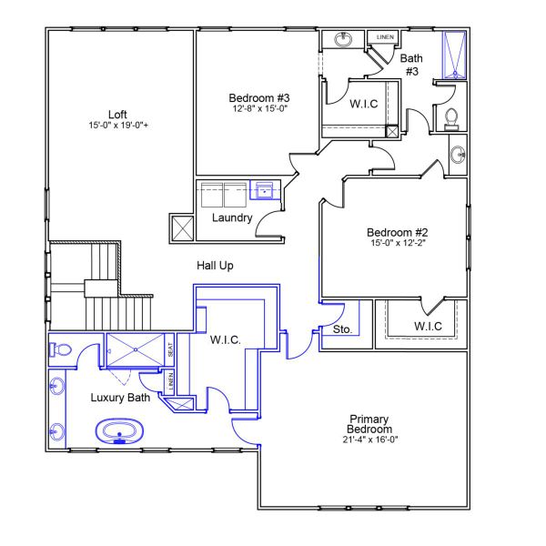 2D floor plan layout of this home in Indigo at Abbey Preserve, Wilmington, NC (Image 4).