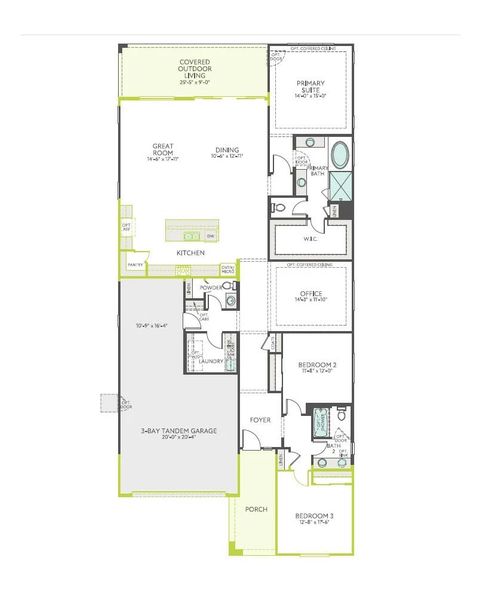 2D floor plan layout of this home in Soleo, San Tan Valley, AZ (Image 4). 2D floor plan layout of this home in Soleo, San Tan Valley, AZ (Image 4).