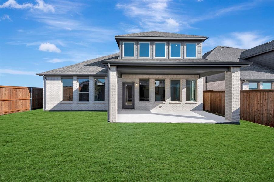 Exterior details and patio area of a home in Lily Creek at Sutton Fields, Aubrey (Image 23).