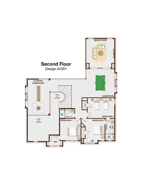2D floor plan layout of this home in Heath Golf & Yacht Club, Heath, TX (Image 3).