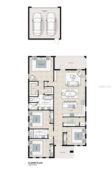 2D floor plan layout of this home in , St. Petersburg, FL (Image 1).