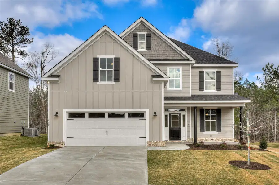 Front exterior of a new home in Tillery Park, Grovetown, GA, highlighting curb appeal (Image 1). Front exterior of a new home in Tillery Park, Grovetown, GA, highlighting curb appeal (Image 1).