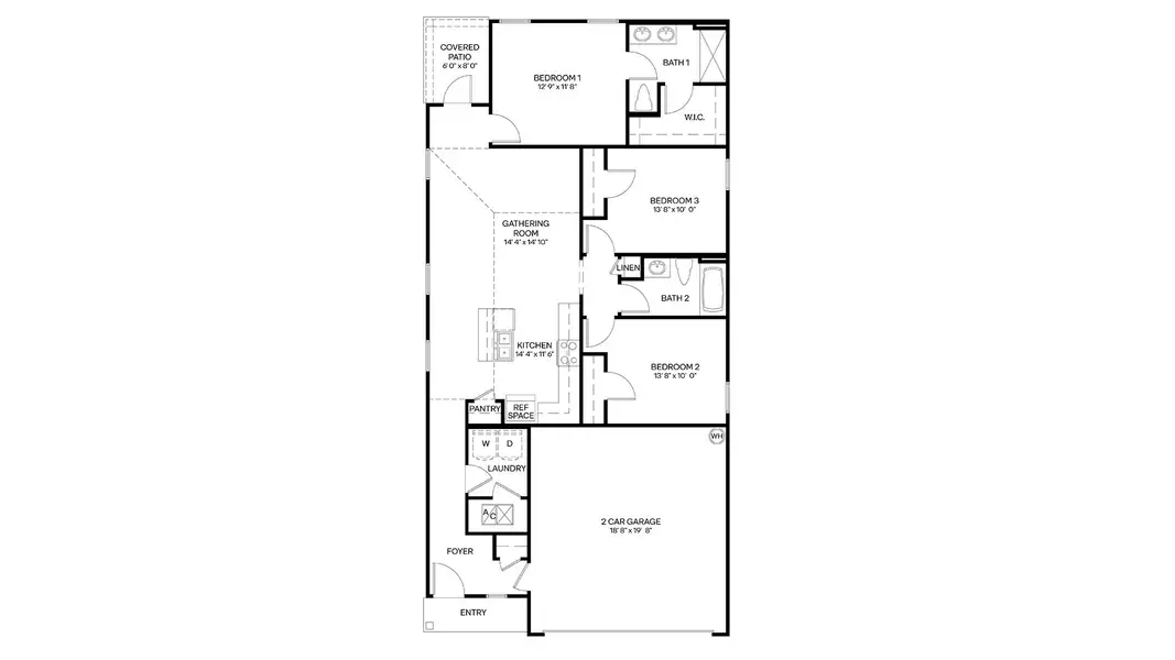 2D floor plan layout for the Downing+ by D.R. Horton in Copes Landing, Jacksonville, FL (Image 3).