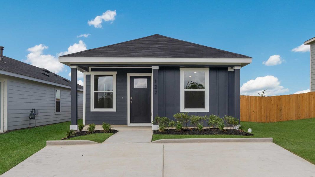 Representative exterior photo of a completed home built from the The Daisy by D.R. Horton in Marigold, Kyle, TX (Image 2). Representative exterior photo of a completed home built from the The Daisy by D.R. Horton in Marigold, Kyle, TX (Image 2).