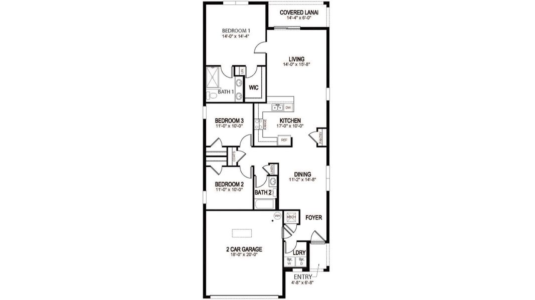 2D floor plan layout of this home in Bentley Crossing, Fort Myers, FL (Image 2).