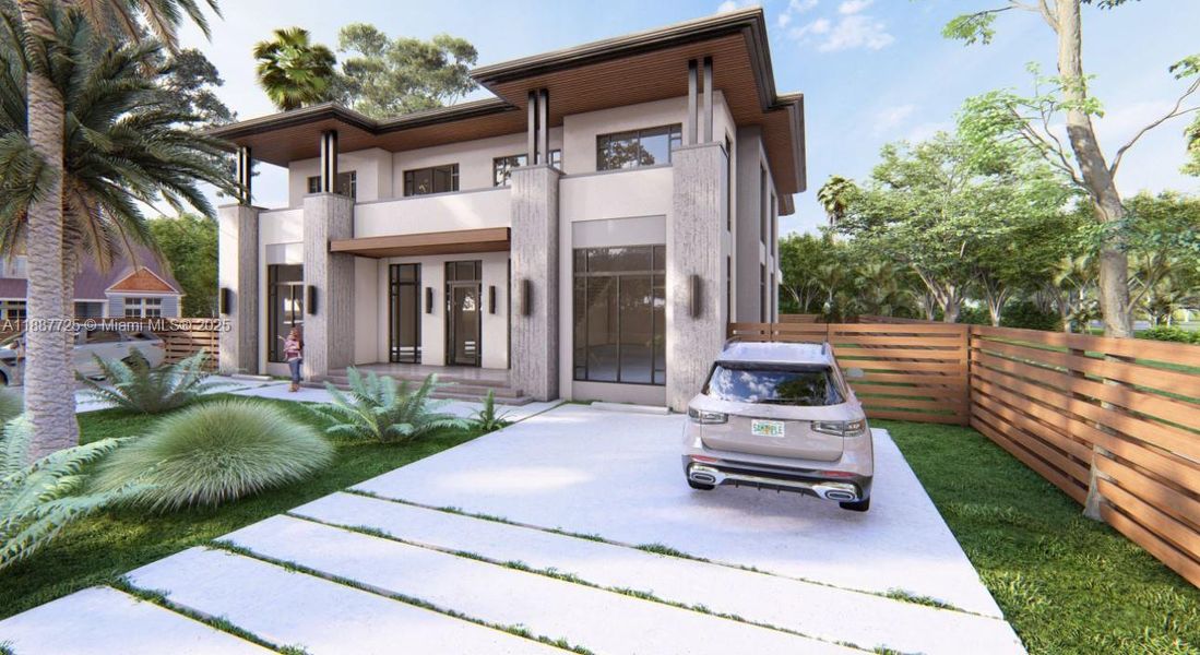 Exterior details and patio area of a home in , Miami (Image 2). Exterior details and patio area of a home in , Miami (Image 2).