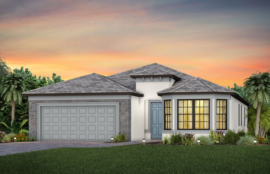 Representative exterior photo of a completed home built from the Mystique by DiVosta in Terreno, Naples, FL (Image 22). Representative exterior photo of a completed home built from the Mystique by DiVosta in Terreno, Naples, FL (Image 22).