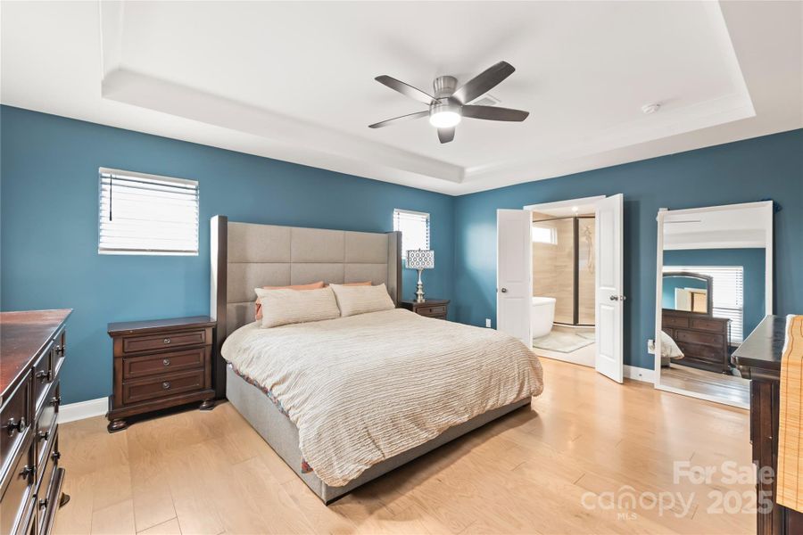 Double door entry to primary bath Double door entry to primary bath