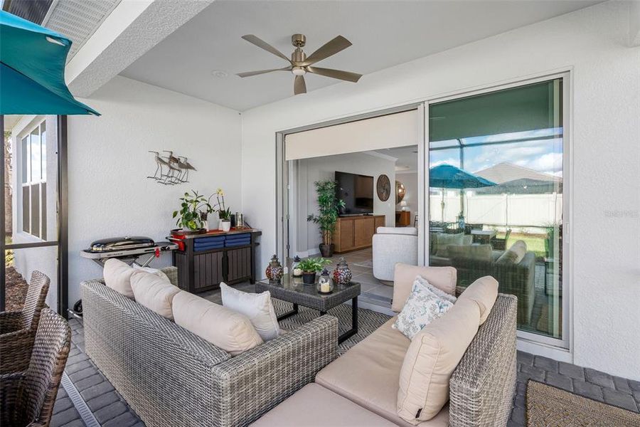 Exterior details and patio area of a home in Esplanade at Wiregrass Ranch, Wesley Chapel (Image 21).
