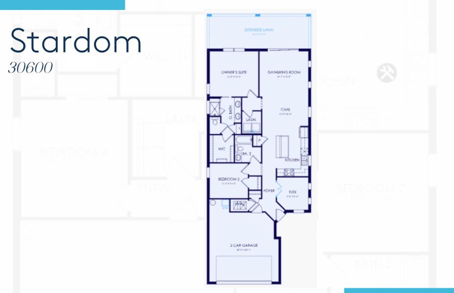 2D floor plan layout of this home in Del Webb Oak Creek, North Fort Myers, FL (Image 4).