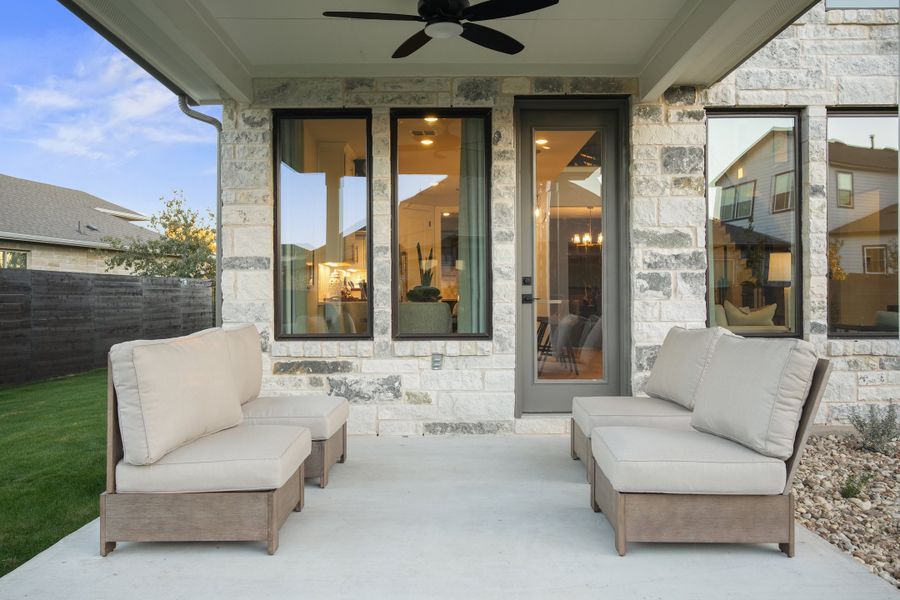 Exterior details and patio area of a home in Provence 50', Austin (Image 29).
