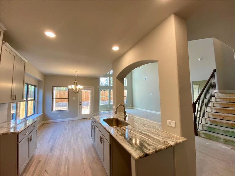 Hardwood floors in kitchen are not stained yet