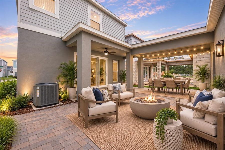 Exterior details and patio area of a home in Serenade at Ovation, Winter Garden (Image 4). Exterior details and patio area of a home in Serenade at Ovation, Winter Garden (Image 4).
