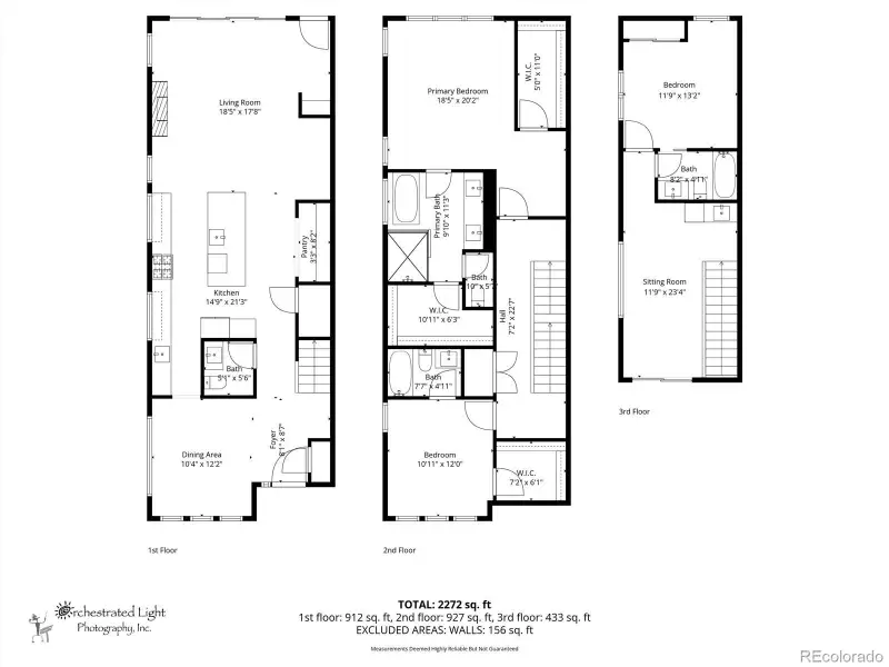 Floor Plan of all Three Levels