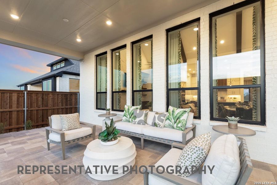 Exterior details and patio area of a home in Hallie's Cove, Schertz (Image 2).
