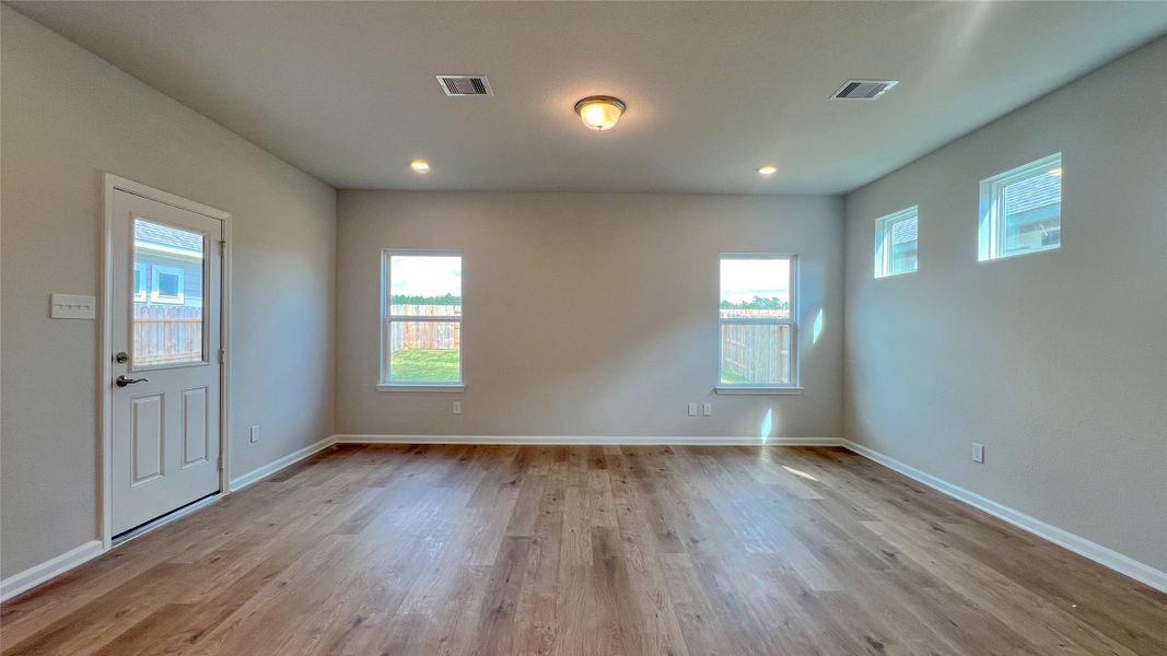 The Brambling- Family Room. Sample floor plan image for illustration; upgrades, options, and colors may vary.