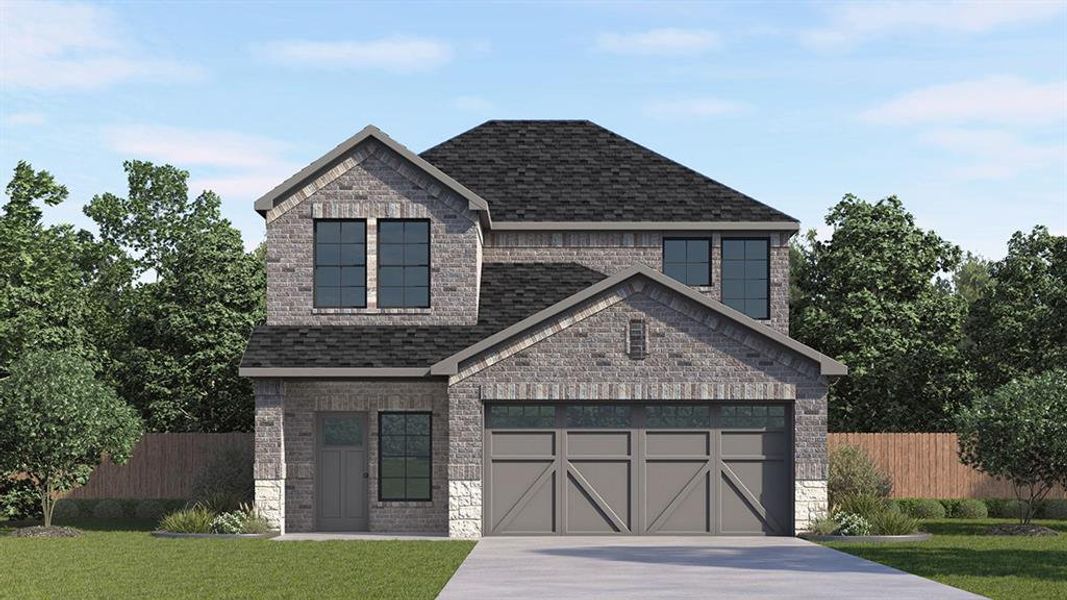 Front exterior of a new home in Windchime, Celina, TX, highlighting curb appeal (Image 1). Front exterior of a new home in Windchime, Celina, TX, highlighting curb appeal (Image 1).