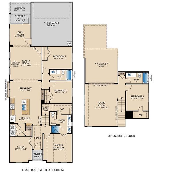 2D floor plan layout for the Campion by Pacesetter Homes in La Terra at Uptown Celina, Celina, TX (Image 3).