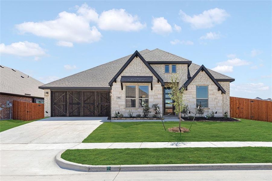 Front exterior of a new home in North Grove, Waxahachie, TX, highlighting curb appeal (Image 26).