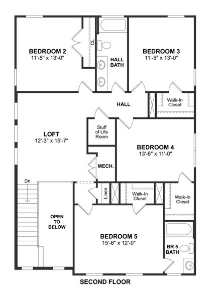 2D floor plan layout for the Hamlin by K. Hovnanian® Homes in Liberty Hill Farm, Mount Pleasant, SC (Image 6).