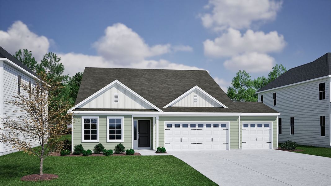 Representative exterior photo of a completed home built from the Decatur - Genesis Value Collection by Mungo Homes in Fairway Woods at Wyboo, Manning, SC (Image 8).