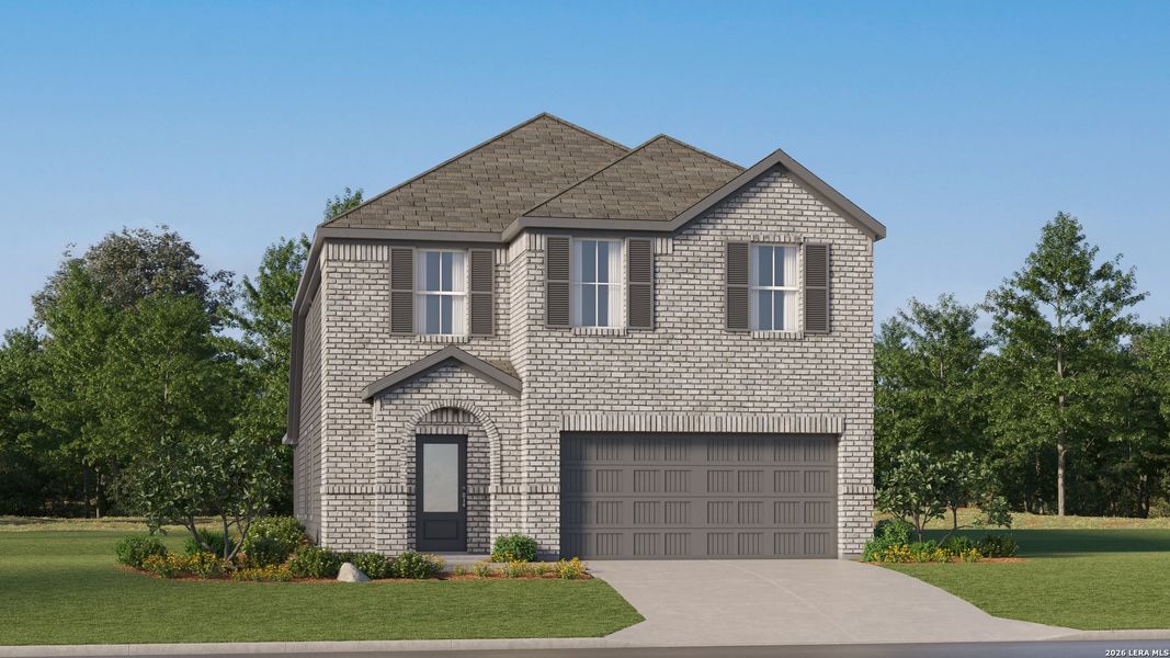 Front exterior of a new home in Blossom Ranch, San Antonio, TX, highlighting curb appeal (Image 20).