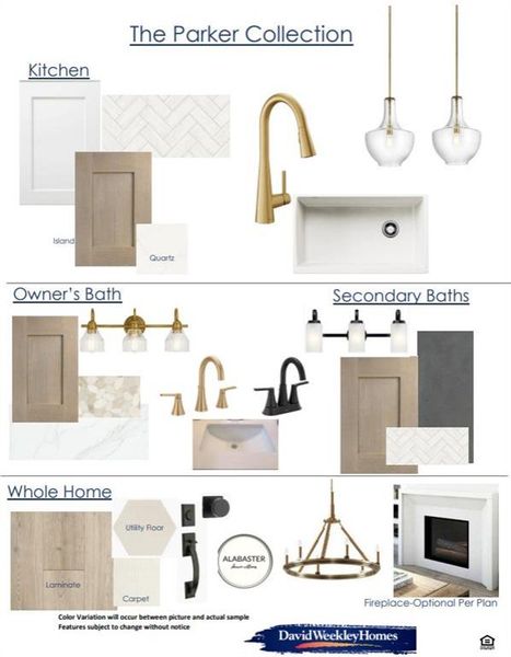 Design Selection Sheet. Outlining material and fixture specifications for various areas of the property Design Selection Sheet. Outlining material and fixture specifications for various areas of the property