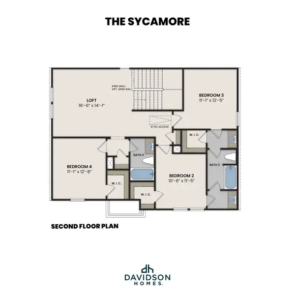 2D floor plan layout for the The Sycamore B by Davidson Homes LLC in Parks at Foster Crossing, Anna, TX (Image 4).