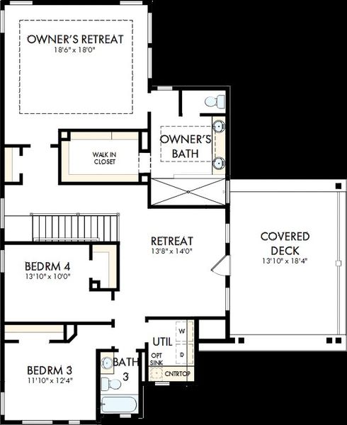 2D floor plan layout of this home in Easthaven at Bridgeland Central - Vision Collection, Cypress, TX (Image 3).