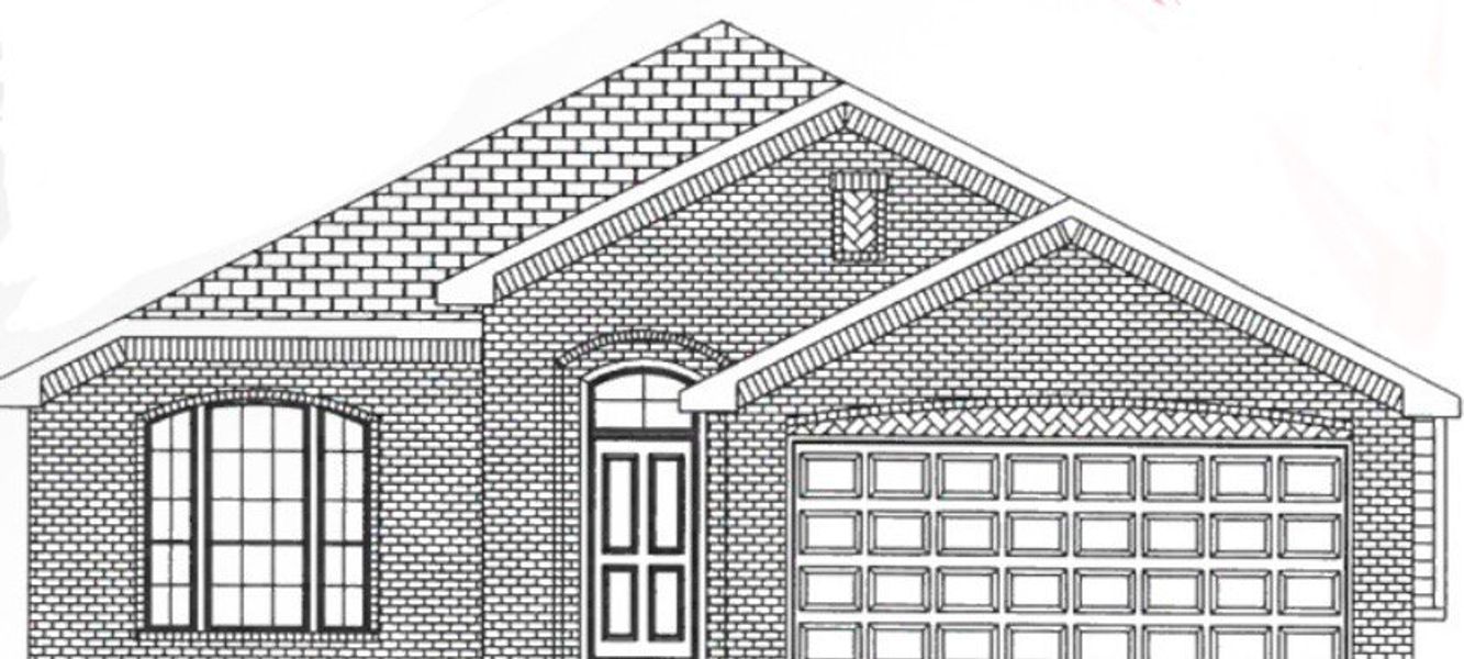 Exterior rendering of this home design in Trail Creek, Cleburne, TX (Image 1).