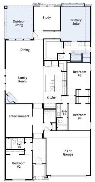2D floor plan layout of this home in 6 Creeks at Waterridge: 55ft. lots, Kyle, TX (Image 3).