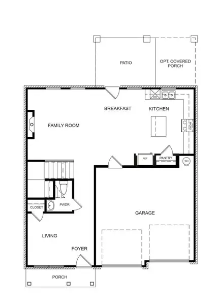 2D floor plan layout for the The Boxwood by Direct Residential Communities in Neely Farm, Covington, GA (Image 3).