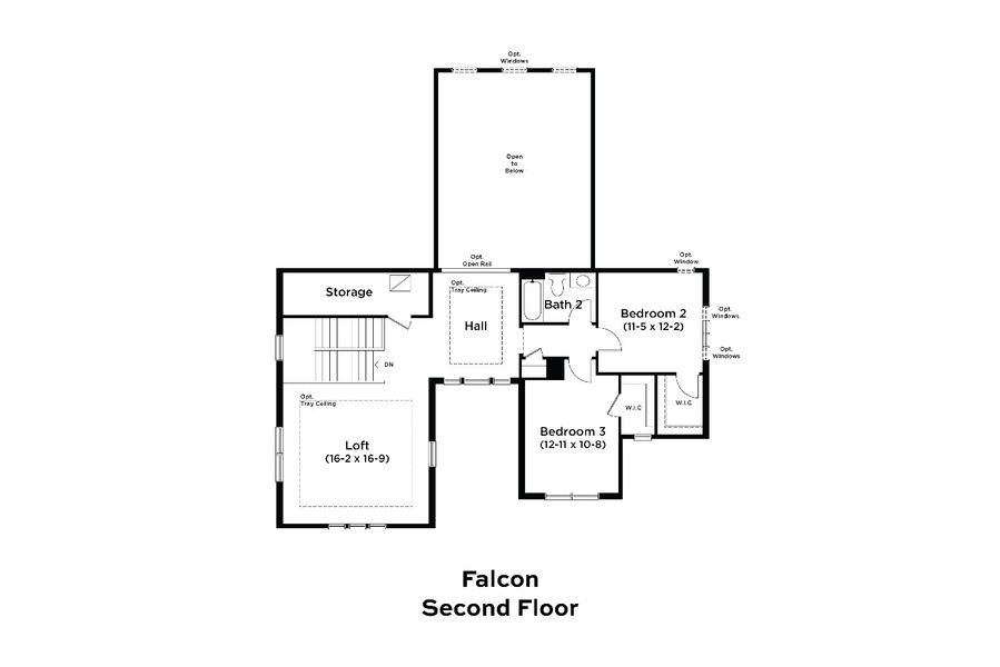 2D floor plan layout for the Falcon by DRB Homes in Biscayne Landing at Seaire, Parrish, FL (Image 5).