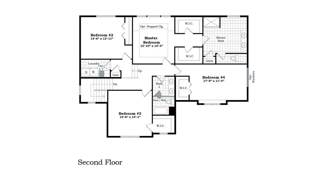 2D floor plan layout for the The Georgetown II Side Entry by Norfolk Homes in Fosdick Glen of Saline, Saline, MI (Image 4).
