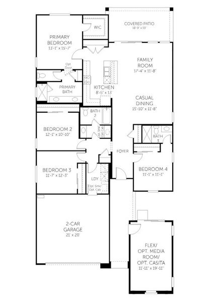2D floor plan layout of this home in Apache Farms, Buckeye, AZ (Image 4).