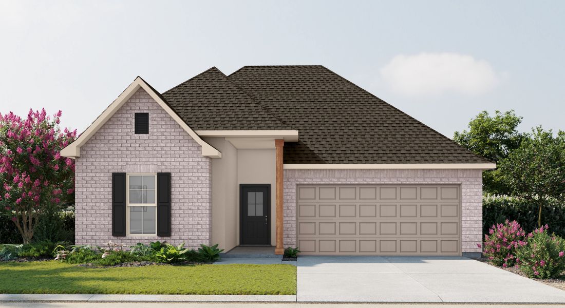 Front exterior of a new home in Orange Gardens, Orange, TX, highlighting curb appeal (Image 2). Front exterior of a new home in Orange Gardens, Orange, TX, highlighting curb appeal (Image 2).
