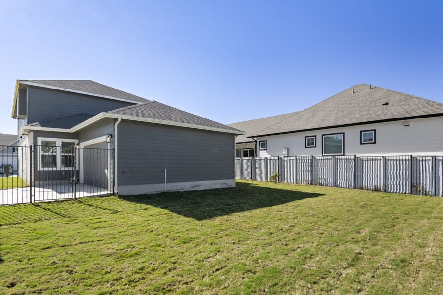 Exterior details and patio area of a home in Easton Park, Austin (Image 32).